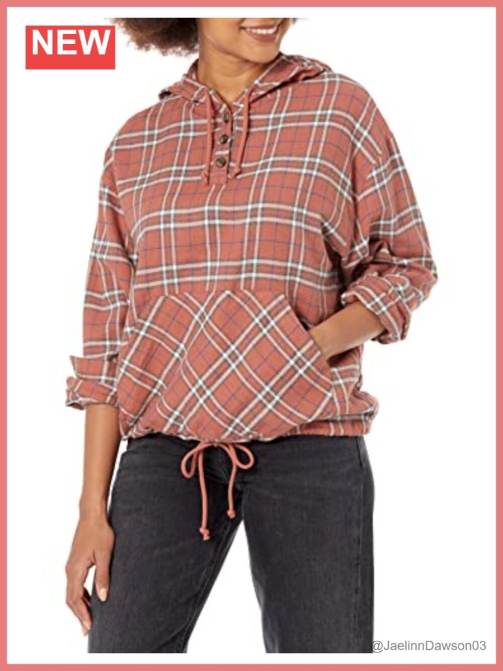 UNIONBAY Kassandra Plaid Pullover Hooded Shirt Lightweight Flannel